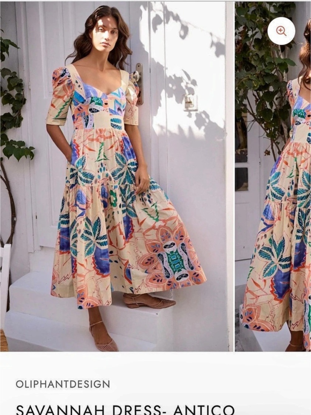 Oliphant Savannah Dress - Antico Cream Abstract Maxi Dress